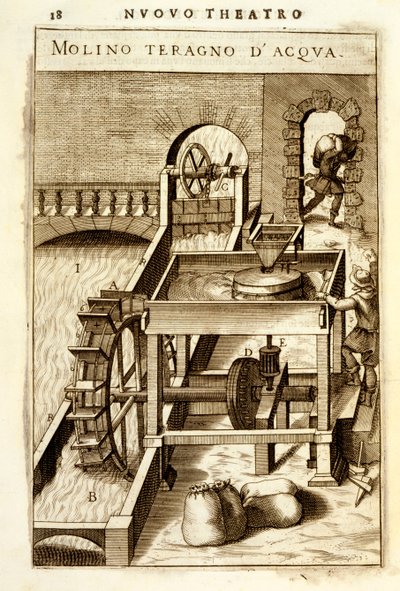 Wasserkraftbetriebene Fräsmaschine, 1607 von Vittorio Zonca